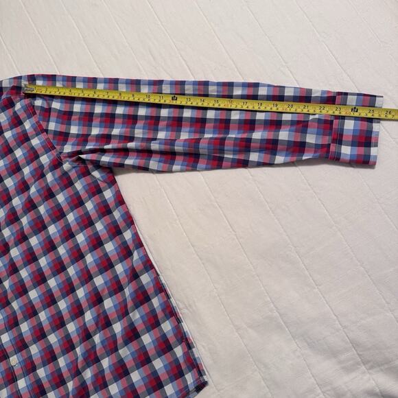 UNTUCKit‎ Shirt Button Down Red/Blue Plaid Long Sleeve Men’s Size 2XL XXL Nylon - Picture 7 of 8